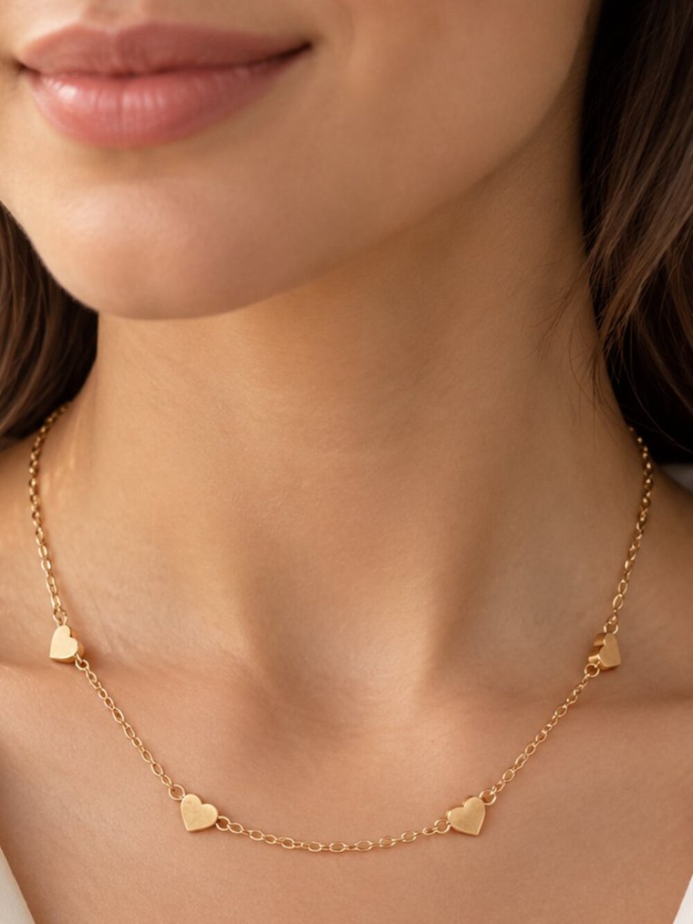 Women's Gold Heart Charm Necklace Delicate Chain
